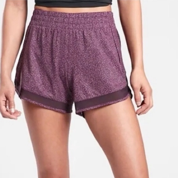 Athleta Pants - ATHLETA PRINTED MESH RACER RUN SHORTS 4” VIOLET STATIC Women's Small